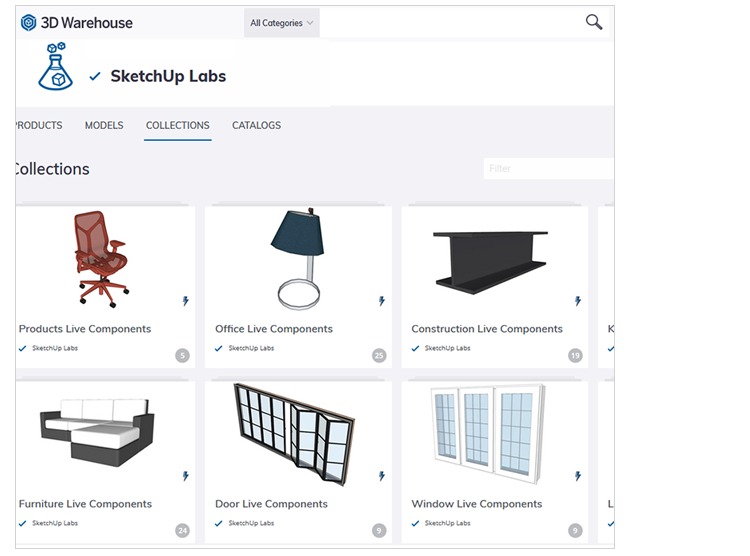 Voorbeeld Live Components in SketchUp 2021 Labs in 3D Warehouse